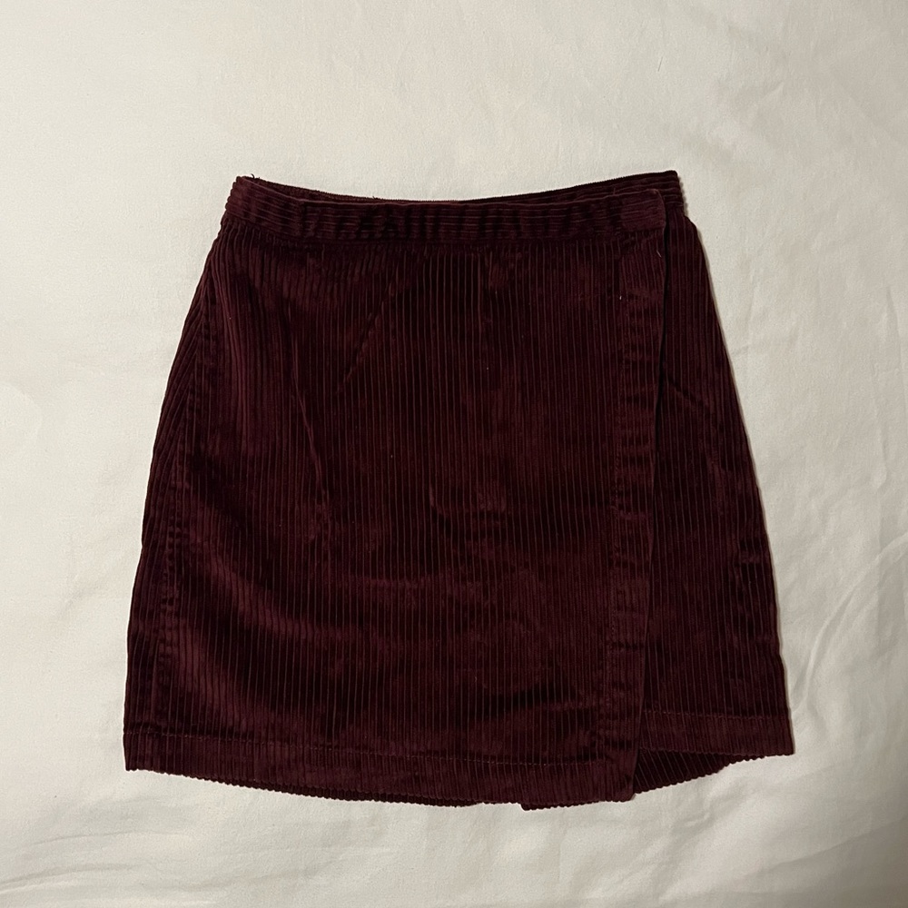 Abercrombie and Fitch Burgundy Corduroy Wrap Skirt
